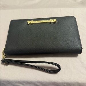 Black Leather Wristlet Wallet